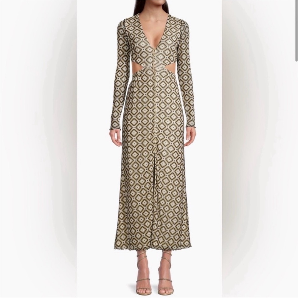 Hansen + Gretel Printed Cut-Out Maxi Dress Geo Large